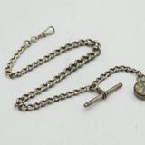 Art Deco Sterling Silver Albert Watch Chain & Compass Fob Antique 1912