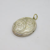 Sterling Silver Floral Design Oval Double Locket Pendant Vintage c1970
