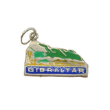 800 Silver Enamel Gibraltar Souvenir Charm Pendant Vintage c1970s