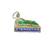800 Silver Enamel Gibraltar Souvenir Charm Pendant Vintage c1970s