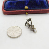 Sterling Silver Old Fashioned Skier Charm Pendant Vintage c1970