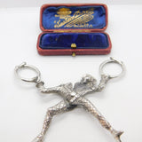 Georgian Revival Sterling Silver Novelty Circus Harlequin Sugar Scissors 1971