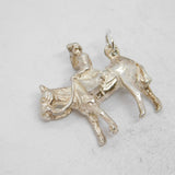 Sterling Silver Lady Riding Side-Saddle Charm Pendant Vintage c1970