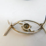 Scottish Ortak Sterling Silver Citrine Set Crossover Brooch Vintage c1975