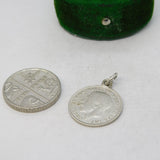 Sterling Silver George V Threepence Charm Pendant Antique 1922 Art Deco