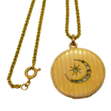 Victorian Rolled Gold Crescent Moon Monogram Sweetheart Necklace Antique