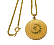 Victorian Rolled Gold Crescent Moon Monogram Sweetheart Necklace Antique