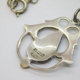 Art Nouveau Sterling Silver Enamel Floral Pendant Necklace Antique 1908