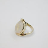 Sterling Silver Moonstone Cabochon Curvy Studio Style Ring Vintage c1970 Size P