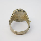 20th Century White Metal Insect Form Intaglio Seal Signet Ring Antique c1920