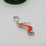 Sterling Silver Enamel High Heeled Shoe Charm Pendant Vintage c1970