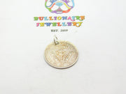 Sterling Silver King George VI Threepence South Africa Coin Charm 1943 Deco