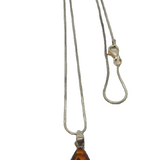Sterling Silver Baltic Amber Kite Form Studio Pendant Necklace Vintage c1990's