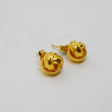 Pair of Gold On Sterling Silver Knot Ball Stud Earrings Vintage c1970