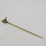 Victorian 9ct Gold, Seed Pearl, Turquoise & Garnet Insect Bug Stick Pin Antique