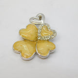 Sterling Silver Carved Faceted Opal Set Shamrock Charm Pendant Vintage c1970s