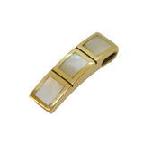 9ct Yellow Gold & Mother of Pearl Drop Pendant Vintage London c1990s