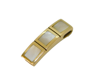 9ct Yellow Gold & Mother of Pearl Drop Pendant Vintage London c1990s