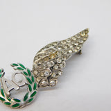20th Century Silver Plated, Enamel, Paste Winged RAF Sweetheart  Brooch Antique