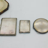 Boxed Set of Sterling Silver & Guilloche Enamel Cases Antique Birmingham