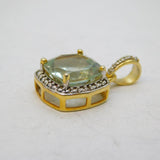 Sterling Silver Gilt, Cushion Cut Citrine Drop Pendant Vintage c1990s