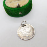 Sterling Silver King George III Sixpence Charm Pendant Antique 1819