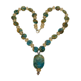 Sterling Silver Colourful Natural Stone & Crystal Beaded Necklace Modern c1990