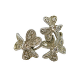 Sterling Silver White Topaz Set Triple Flower Dress Ring Vintage c1990 Size M