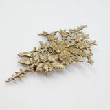 Sterling Silver Large Floral Spray Brooch Pin Vintage c1970