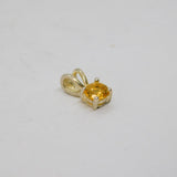 Sterling Silver Round Citrine Small Charm Pendant Vintage c1970s
