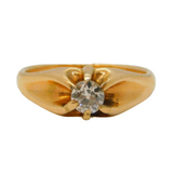 Victorian 14ct Gold & 0.2ct Diamond Solitaire Ring Antique c1900s