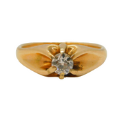 Victorian 14ct Gold & 0.2ct Diamond Solitaire Ring Antique c1900s