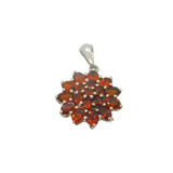 Sterling Silver Multi-Stone Garnet Cluster Drop Charm Pendant Modern c1990s