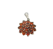 Sterling Silver Multi-Stone Garnet Cluster Drop Charm Pendant Modern c1990s