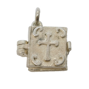 Sterling Silver Opening Holy Bible Charm Pendant Vintage c1970