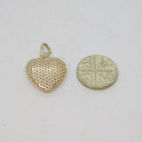 Sterling Silver Dotty Mesh Heart Charm Or Pendant Modern c2000s