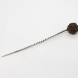 19th Century Sterling Silver Mounted Lucky Nut Terminal Stick Pin Antique c1860