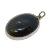 Sterling Silver Cabochon Labradorite Drop Pendant Vintage c1970