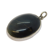 Sterling Silver Cabochon Labradorite Drop Pendant Vintage c1970