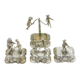 19th Century Dutch Sterling Silver Travelling Circus Ornament Set Antique c1850s