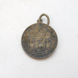 King Edward VII Garnet Set Threepence Coin Pendant Antique 1909