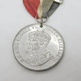 King George VI White Metal Coronation Medal & Ribbon Antique 1937