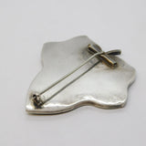 19th Century Scottish Sterling Silver Malachite Set Leaf Brooch Antique c1860s