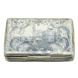 19th Century Russian Silver Niello City Scene Snuff Box Antique 1851 Moscow