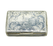 19th Century Russian Silver Niello City Scene Snuff Box Antique 1851 Moscow