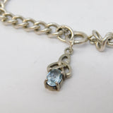 Sterling Silver Curb Link Bracelet with Topaz Knot Charm Vintage c1970s