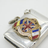Sterling Silver & Enamel WW1 Allied Flags Vesta Case Antique Birmingham
