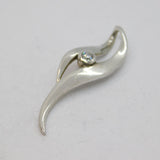 Sterling Silver Studio Style Spinel Set Curved Drop Pendant Vintage c1970