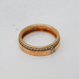 Rose-Gold On Sterling Silver CZ Double Row Dress Ring Vintage c2000 Size R 1/2