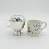 Edwardian Arts & Crafts Planished Sterling Silver Lidded Mug Antique London